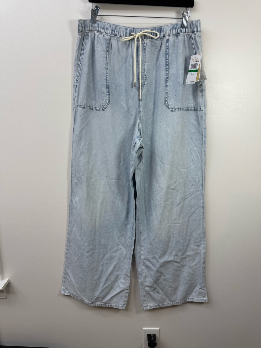 Michael Kors Light Blue Wide-Leg Drawstring Jeans size L - Picture 2 of 14